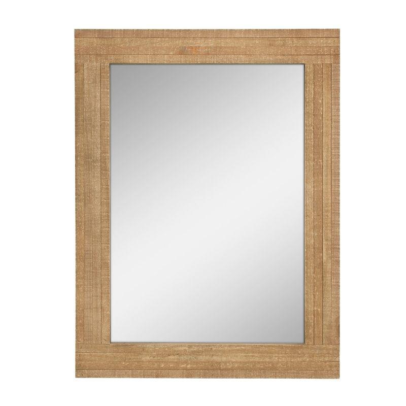 Rustic Brown Rectangular Natural Wood Wall Mirror