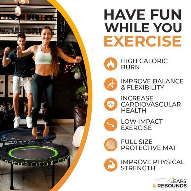 LEAPS & REBOUNDS Round Mini Fitness Trampoline & Rebounder Indoor Home Gym Exercise Equipment Low Impact Workout for Adults