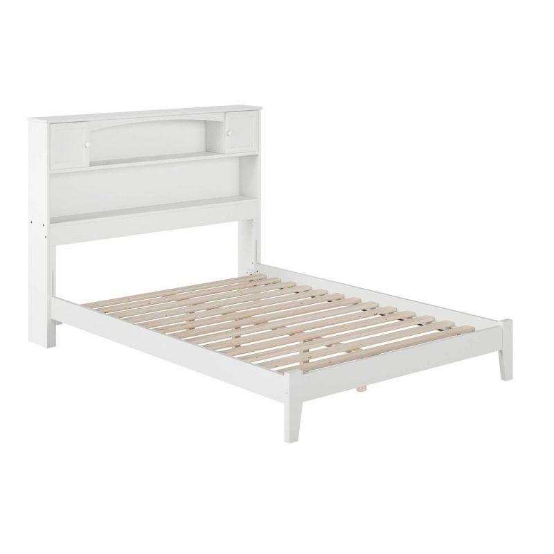 Newport Full Double Platform Bed with Bookcase Headboard and Storage Drawers in White