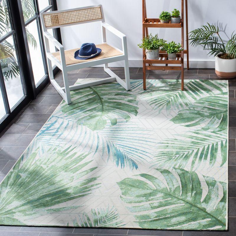 Tropical Paradise Green and Teal Square Synthetic Area Rug