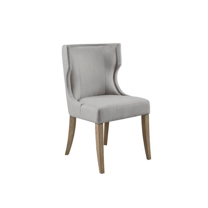 Elegant Light Grey Upholstered Wingback Dining Chair with Wood Legs