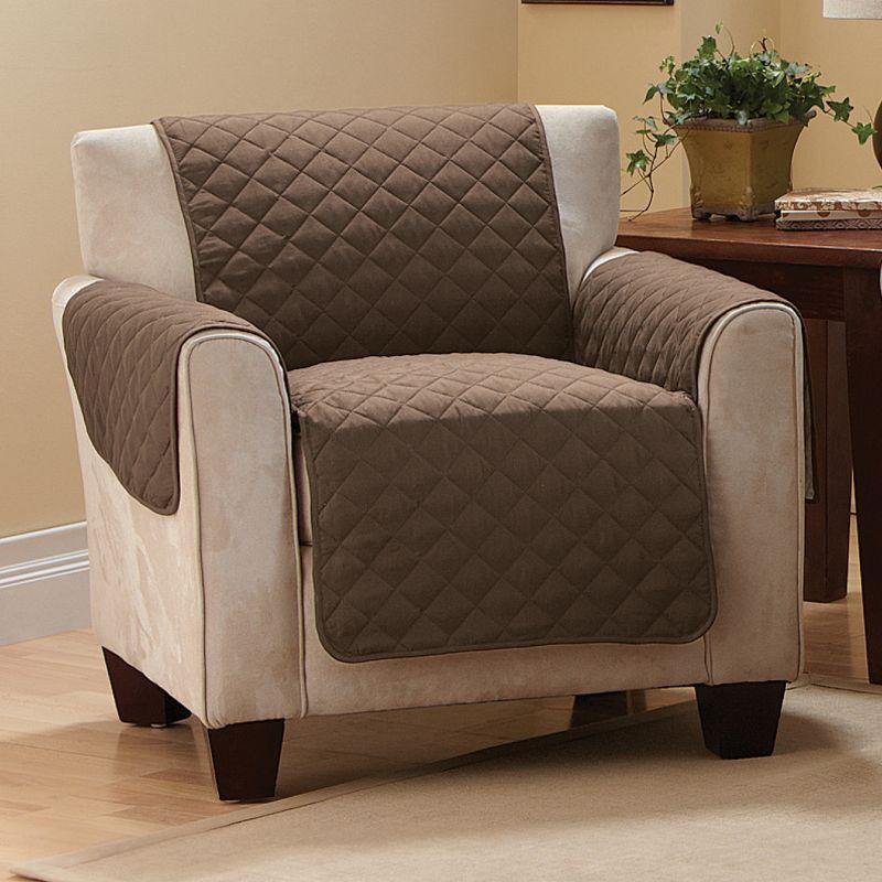Collections Etc Reversible Quilted Furniture Cover Chair Unisex Chocolate/Tan