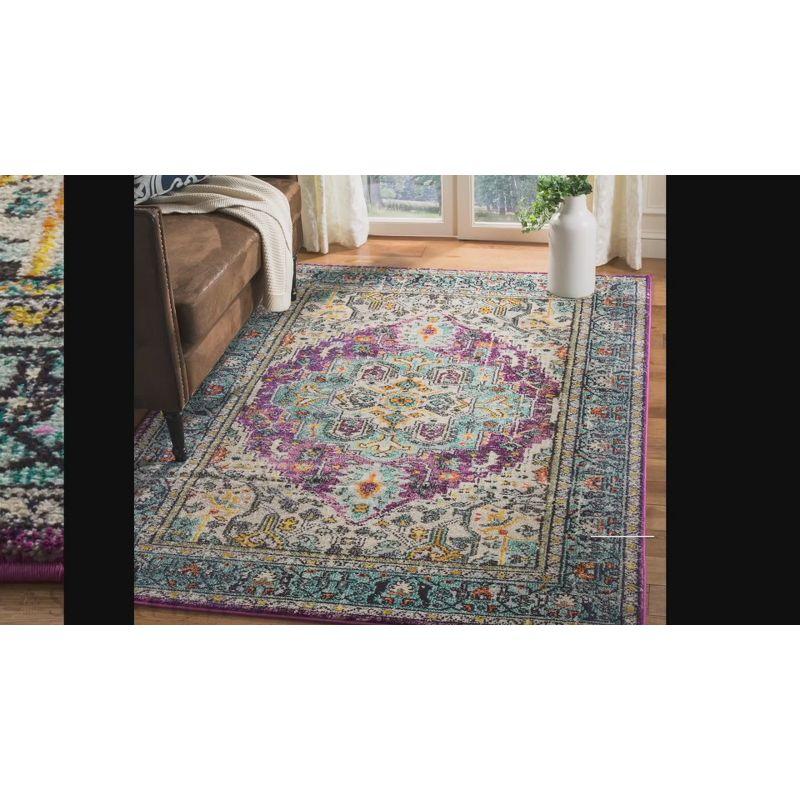 Bohemian Chic Violet & Light Blue Hand-knotted Synthetic Area Rug - 4' x 5'7"