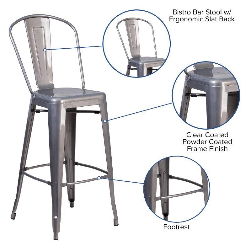 Sleek Gray 32" Modern Metal Bar Stool with Slatted Back