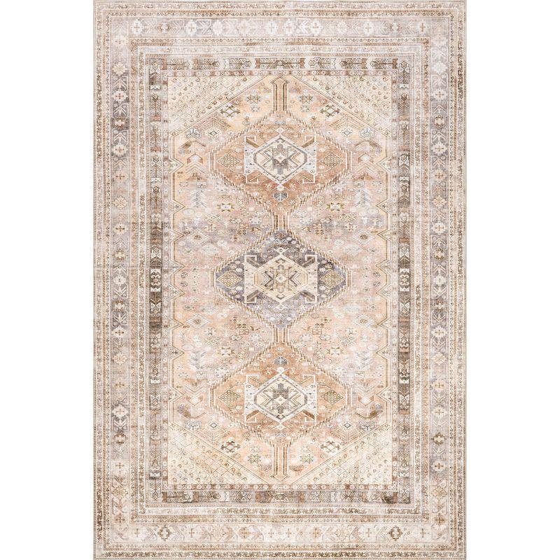 Nuloom Bathsheba Vintage Medallion Machine Washable Indoor Area Rug, 6' x 9', Pink