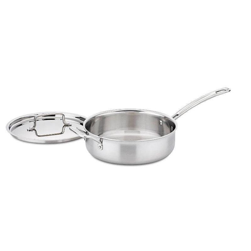 3.5 Quart Silver Stainless Steel Sauté Pan with Lid