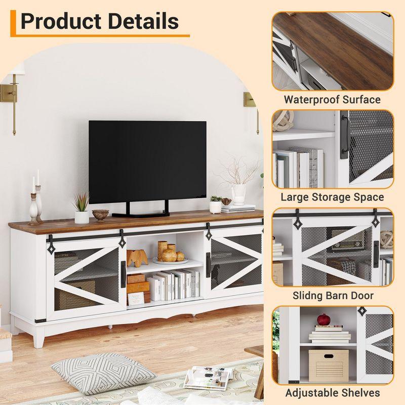 Farmhouse TV Stand with Sliding Barn Doors, TV Cabinet with Storage Shelf, Entertainment Center for 65" TV