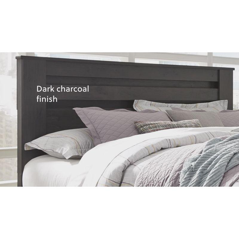 Transitional Charcoal Gray King Panel Bed with Deep Groove Design