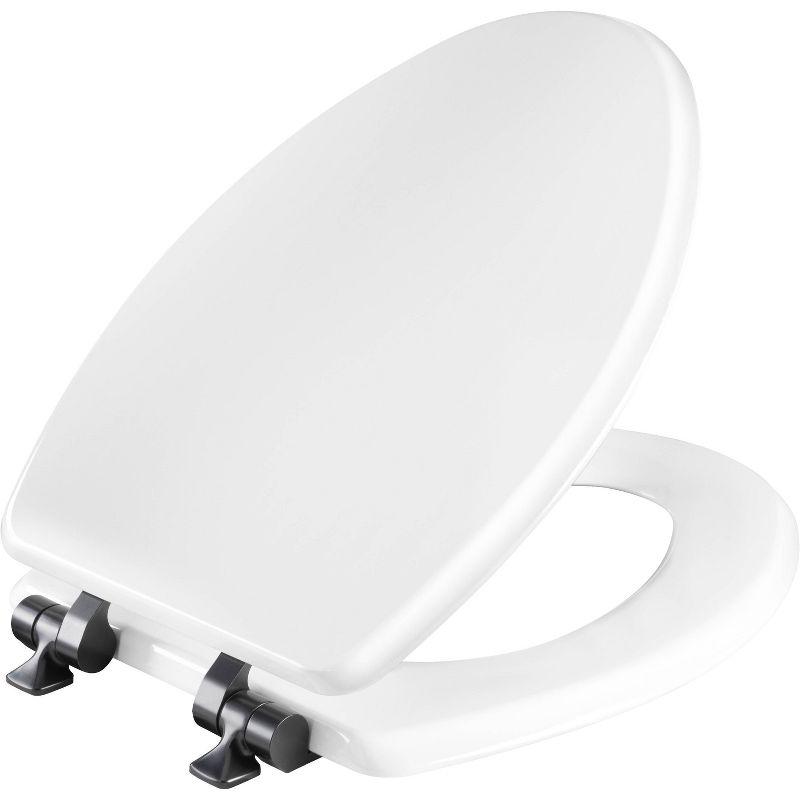 Mayfair by Bemis 7M1826MBSL 000 Bennett Toilet Seat with Metal Hinges, Slow Close Wood Seat, Easy Install, Elongated, White
