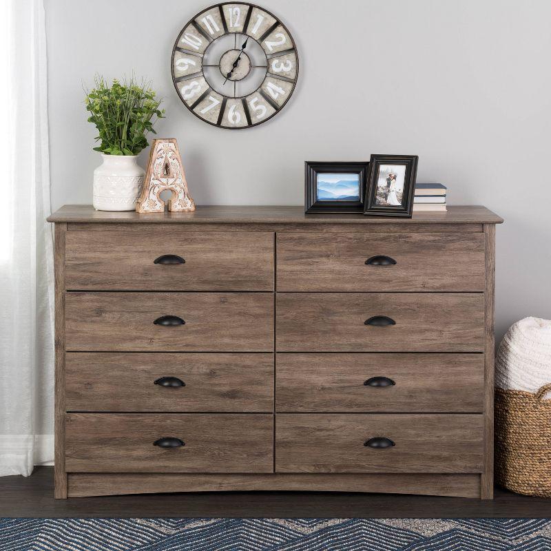 Drifted Gray Double 8-Drawer Coastal Dresser