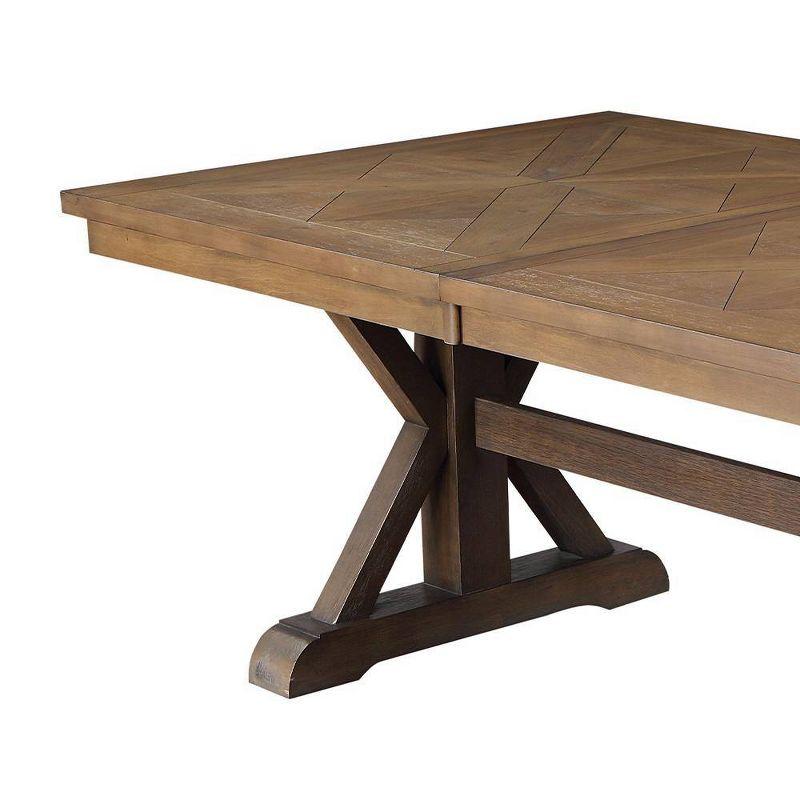 Pascaline 72-96" Dining Tables Gray Fabric, Rustic Brown and Oak - Acme Furniture