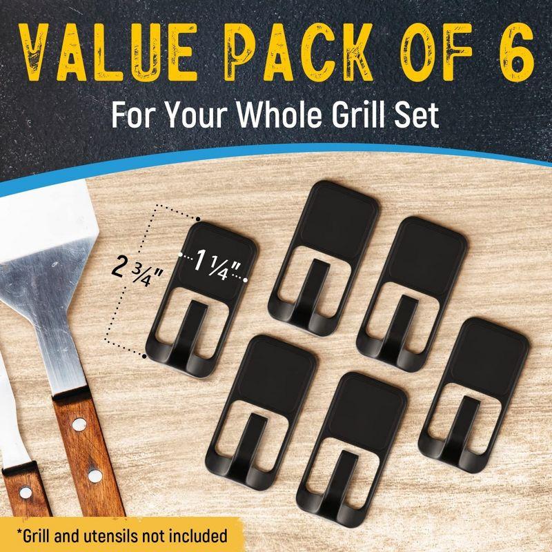 Impresa [6 Pack] Heavy Duty Magnetic Hooks for Hanging Utensils on Your Grill - Heat Resistant Super Strong