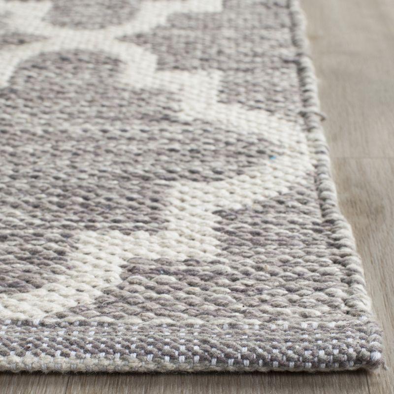 Grey and Ivory Flat Woven Wool Cotton Area Rug