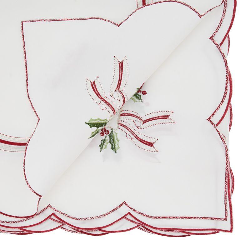 Saro Lifestyle Embroidered Tablecloth With Christmas Motifs, Ivory, 69" x 69"