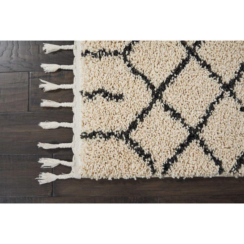 Rectangular Black Diamond Shag Synthetic Area Rug 3'11" x 6'7"