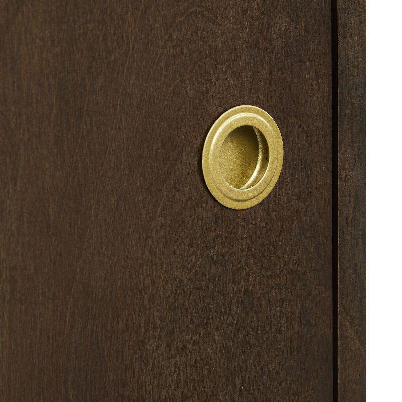 Byron Media Console Dark Brown/Gold - Crosley: Vinyl Storage Cabinet, Adjustable Shelves, Cable Management