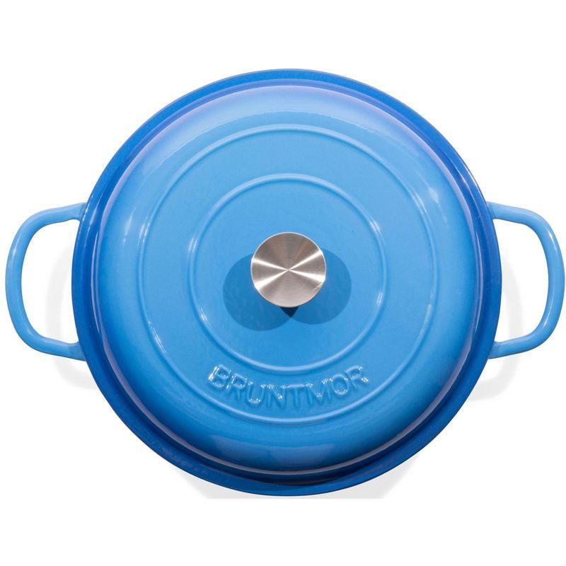 Bruntmor 121oz Qt - Enameled Cast Iron Dutch Oven With Handles and Lid | Cast Iron Skillet with Non-Stick Coating, Marine Blue