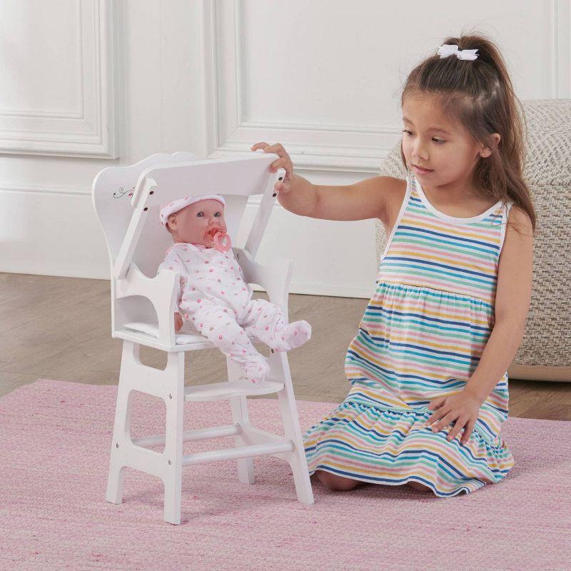 Badger Basket Doll High Chair with Padded Seat - White Rose