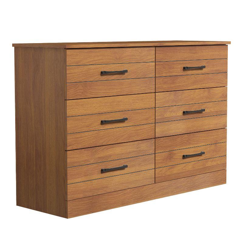 Galano Elis Amber Walnut 6 Drawer 47.2 in. Wide Dresser (Sturdy, Effortless Assembly with Interlocking Drawers)