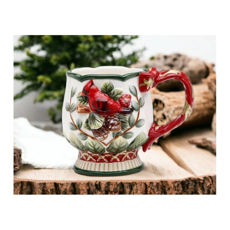 Kevins Gift Shoppe Ceramic Christmas Robin Bird Mugs (Set Of 4)