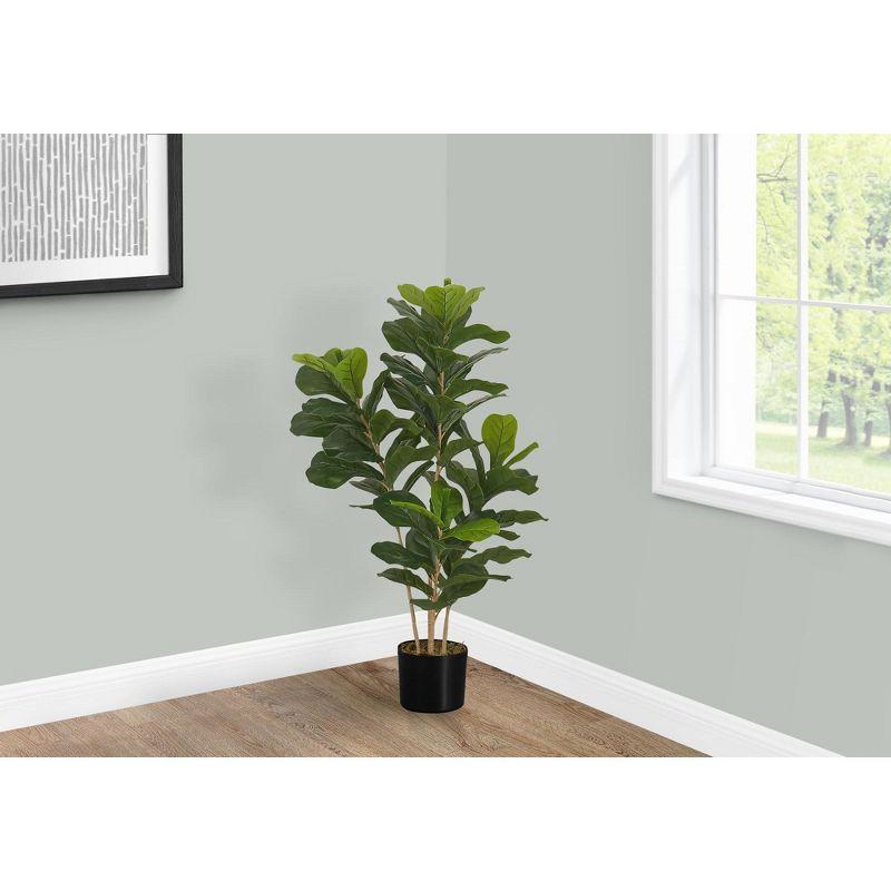 41" Tall Green Fiddle Leaf Fig Tree in Black Pot