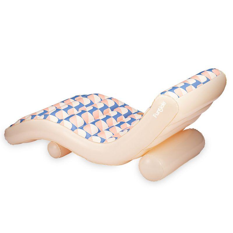 Funsicle: Inflatable Deco FunChaiser Pool & Water Float Lounge - Blue & Cream