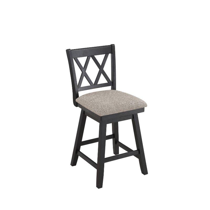 Home 2 Office 24" Brookline Xx Back Swivel Counter Height Barstool Distressed Black: Upholstered, Wood Frame, Footrest