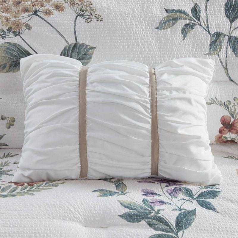 Madison Park Zennia 7 Piece Seersucker Floral Comforter Set with Throw Blanket