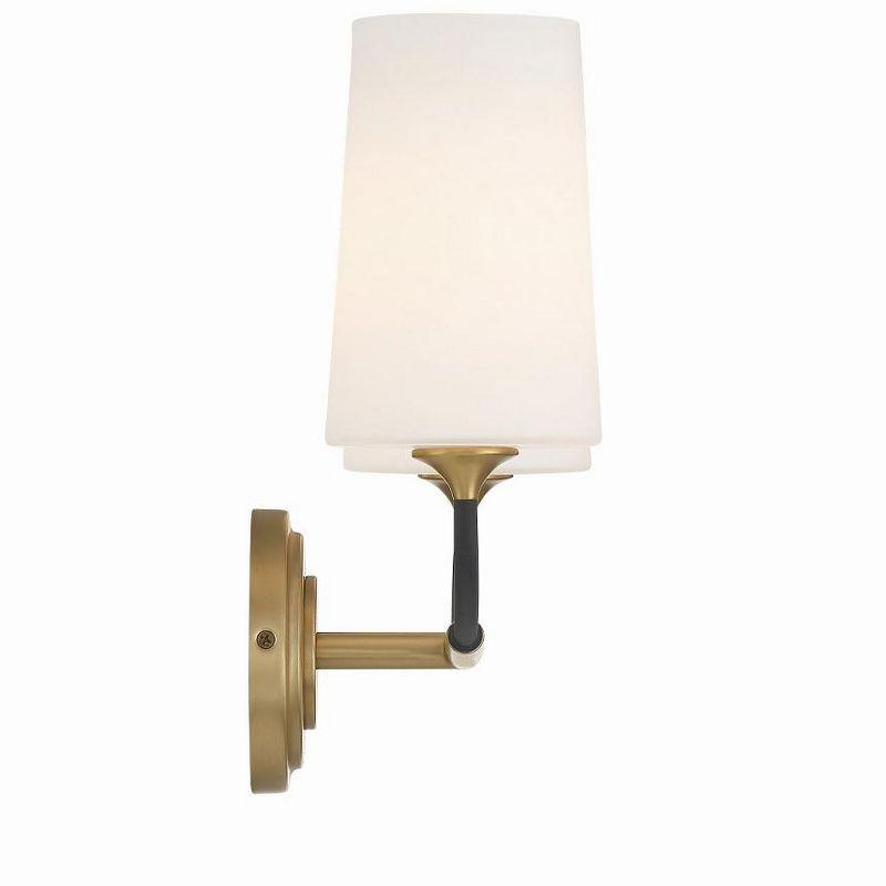 Niles Black and Gold 2-Light Sconce with White Glass Shades