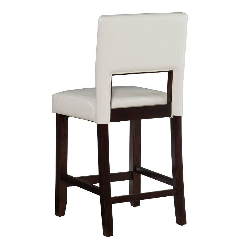 Elegant Vega 24" Espresso Finish Counter Stool with White Faux Leather