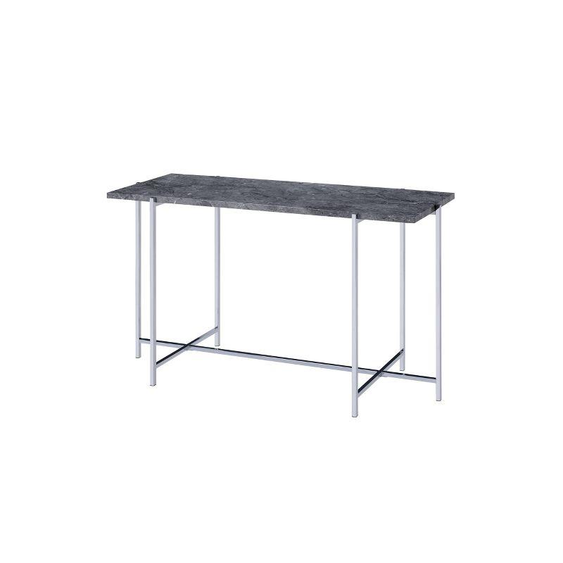 49" Adelae Sofa Table Faux Marble Top/Chrome Finish - Acme Furniture