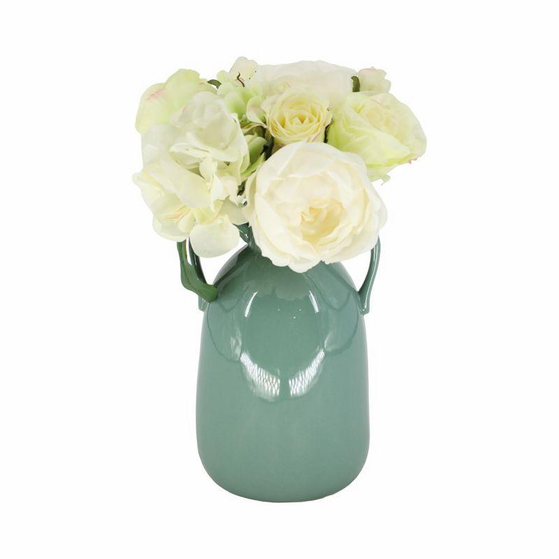 Sagebrook Home 10" Ceramic Vase with Handles Creative Contemporary Eared Vase For Decorative Home