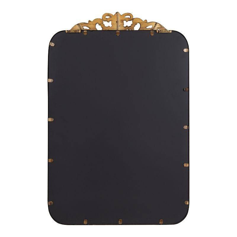 Gold Ornate Rectangular Wall Mirror with Crown Accent