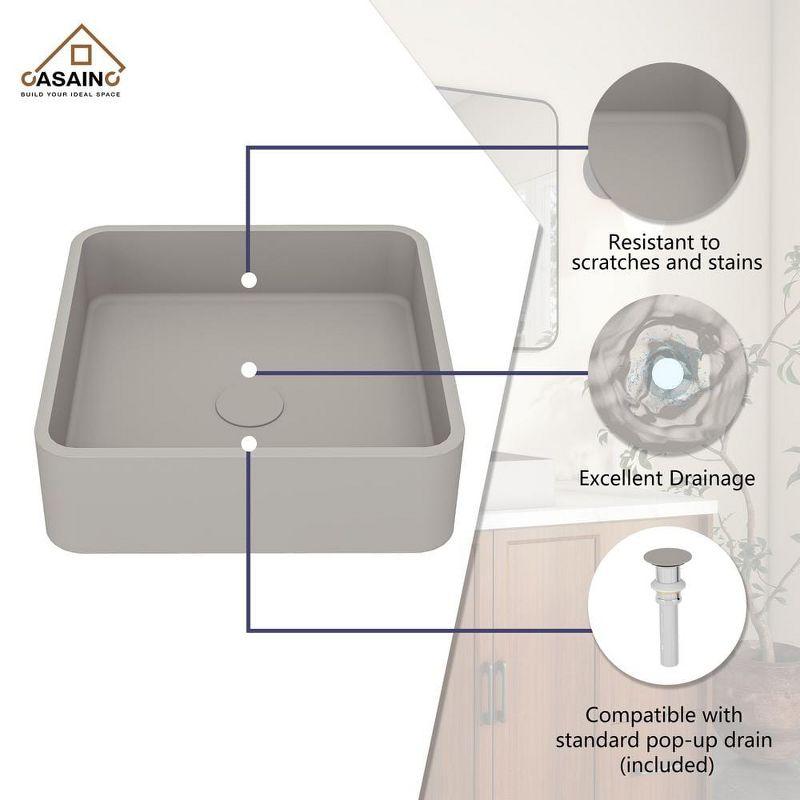 CASAINC CASAINC Maple 15.35'' Concrete Square Bathroom Sink CA-VS1020-TC
