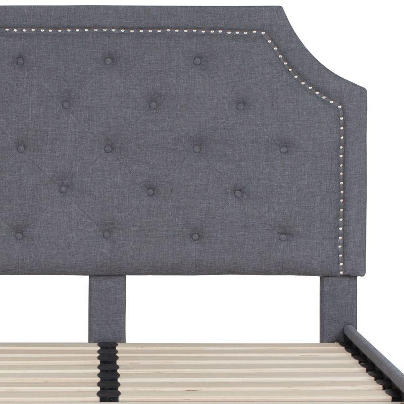 Flash Furniture Brighton Full Size Tufted Upholstered Platform Bed in Light Gray Fabric