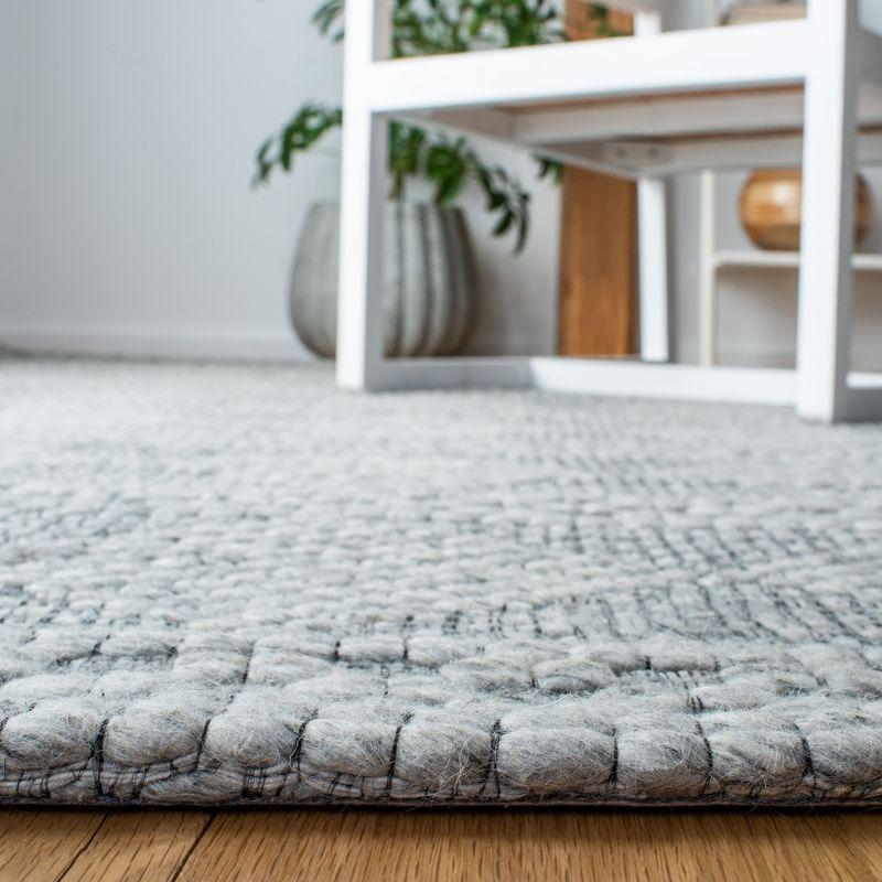 Elegant Handwoven Marbella 7' Square Gray Geometric Wool-Blend Rug