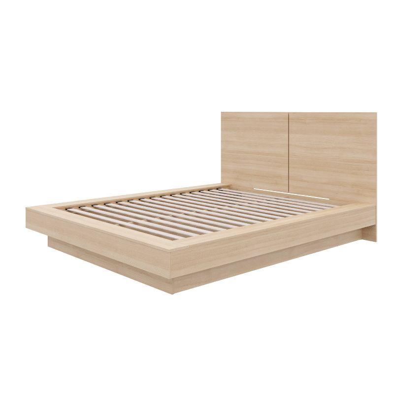 Nexera Queen Napa Platform Bed with Headboard Natural Blonde Oak