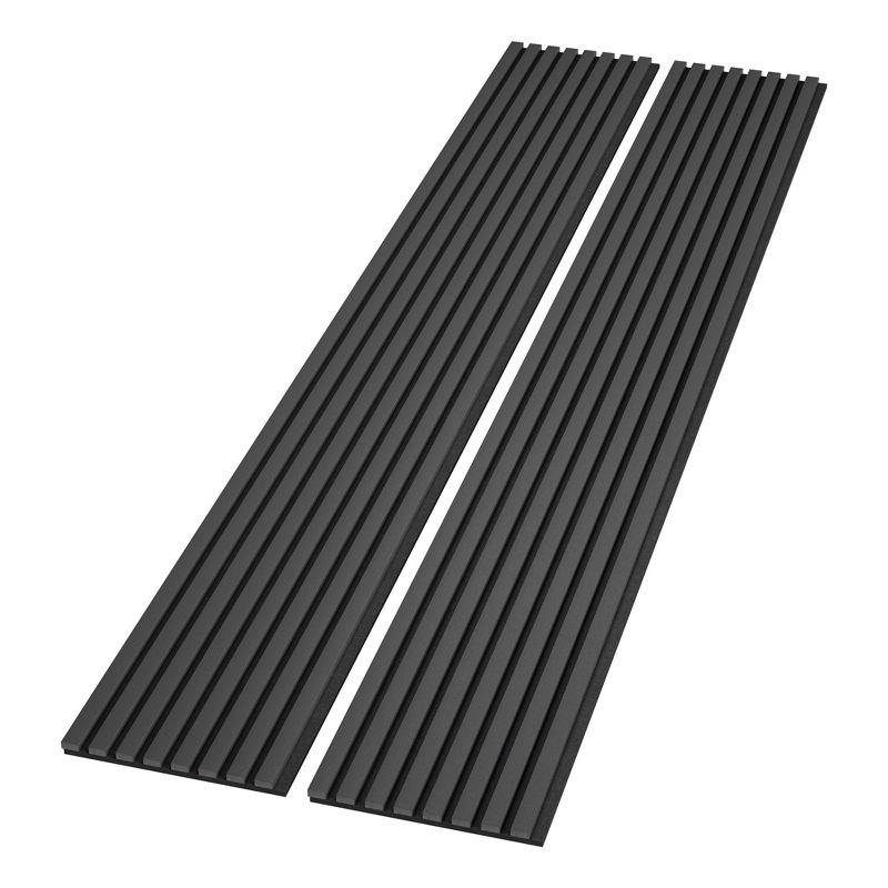 2-Pack 94.49 x 12.6 in. Solid Wood Acoustic Slat Wall Panel for Modern Interior Decor, TV Background, Living Room (Black)