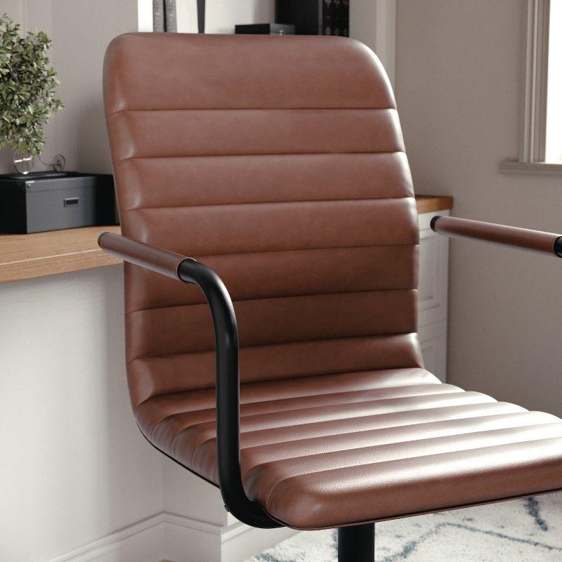 Hargrove Taytum Mid-Back Swivel Faux Leather Desk Chair with Padded Seat and Arms by Martha Stewart