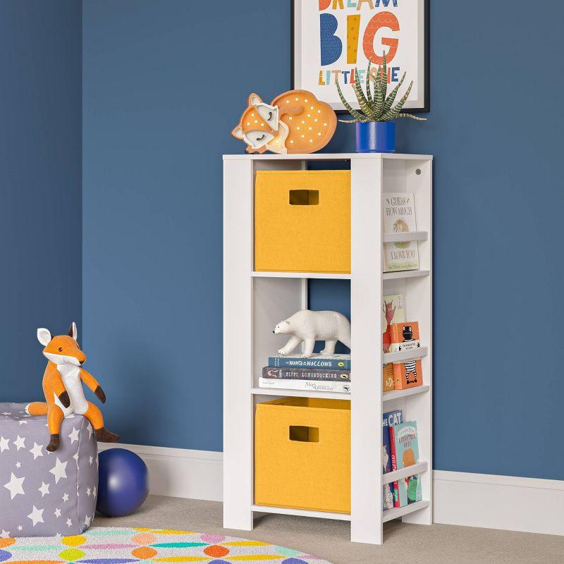 RiverRidge Home RiverRidge Kids Bookshelf and Toy Organizer Tower with 3 Cubbies and 6 Bookracks for Playroom, Nursery, and Reading Book Nook