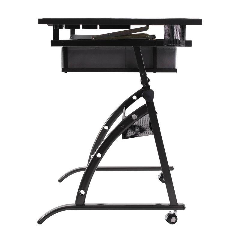 Core Drawing Table & Stool Set, Adjustable Art Desk with Storage, Charcoal Black/White - Studio Designs: Laminate Surface, Metal Frame