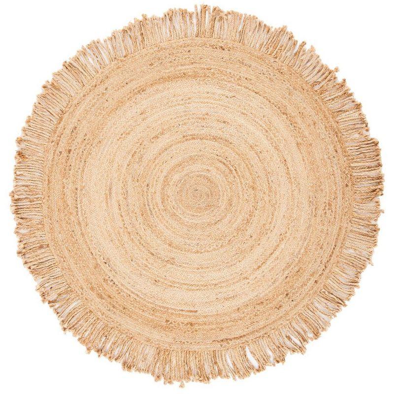 Handwoven Natural Jute 5' Round Braided Area Rug