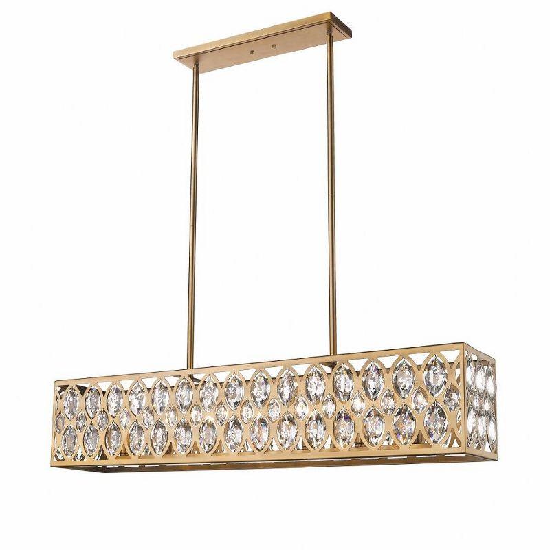 Dealey Heritage Brass 43.5" Elongated Chandelier with Crystal Accents