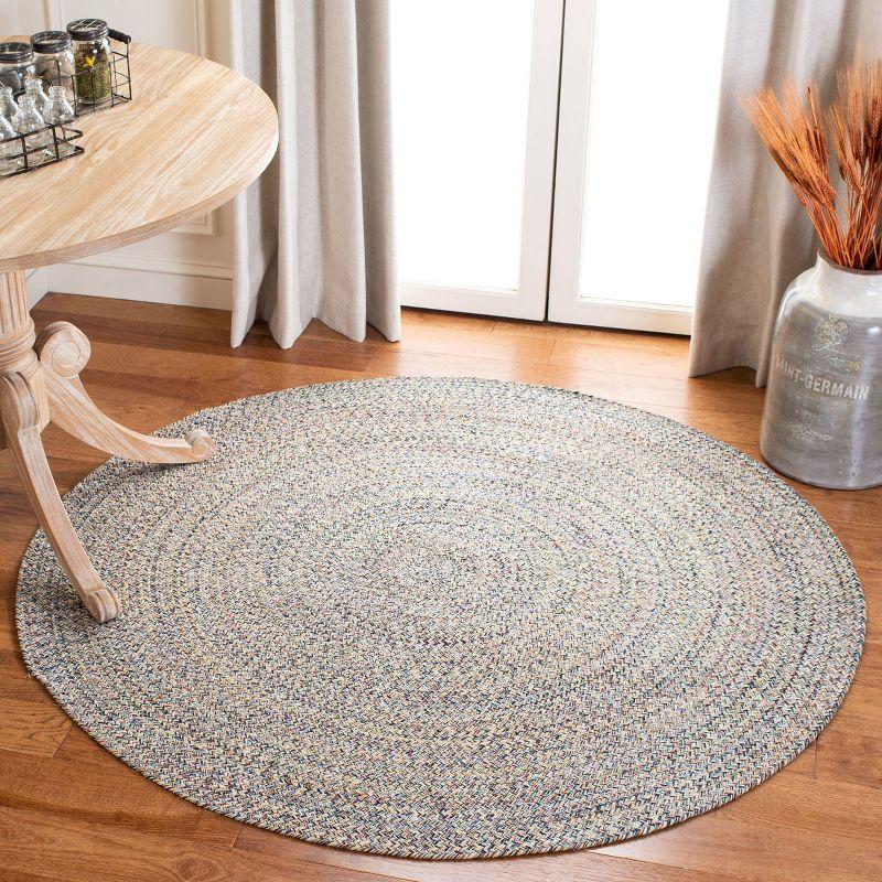 Braided BRD701 Hand Woven Area Rug - Blue/Ivory - 6' Round - Safavieh.