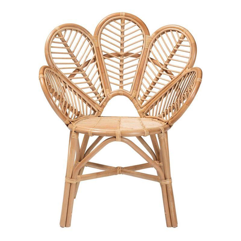 bali & pari Eliava Natural Rattan Flower Accent Chair Natural Brown: Indoor Wicker, No Assembly Required