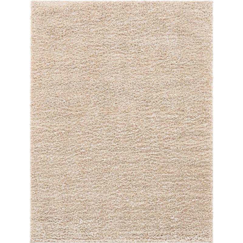 Ivory 9' x 12' Rectangular Linen Shag Area Rug