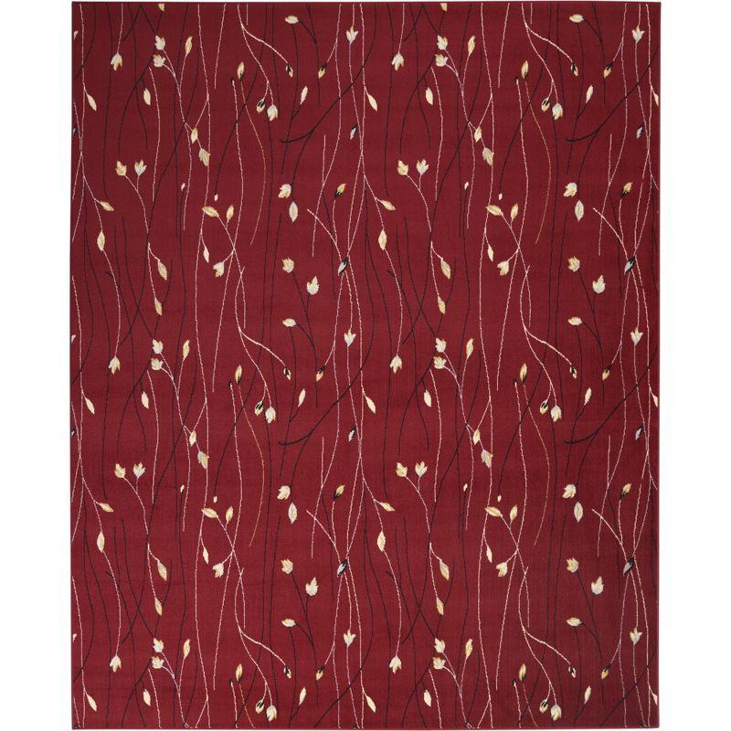 Floral Radiance Red and Grey 8' x 10' Synthetic Area Rug