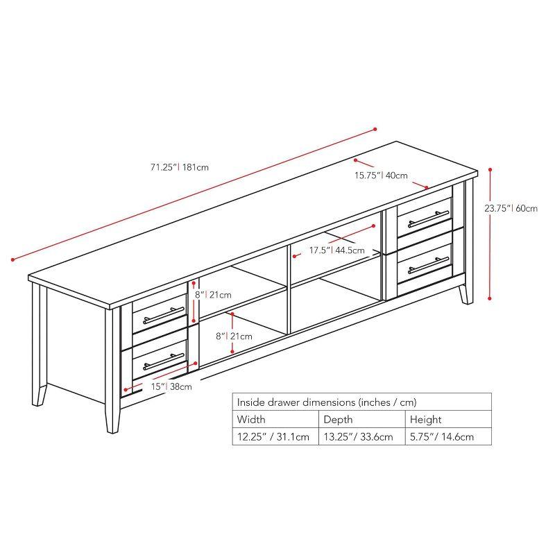 Jackson Extra Wide Drawer TV Stand for TVs up to 80" Black - CorLiving: Media Console with Cable Management, Laminate Finish