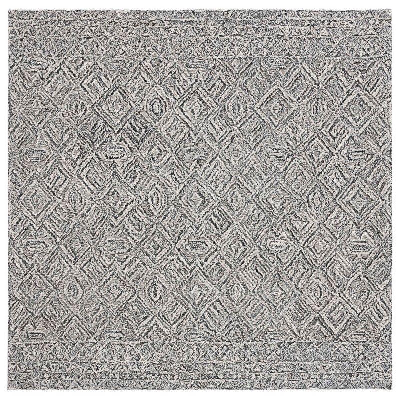 Textural TXT201 Hand Tufted Indoor Area Rug - Black/Ivory - 6'x6' - Safavieh