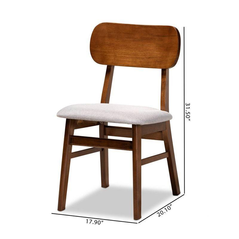 2pc EuclidWood Dining Chair Set Gray/Brown - Baxton Studio: Comfortable Seating, Angled Legs, Polyester